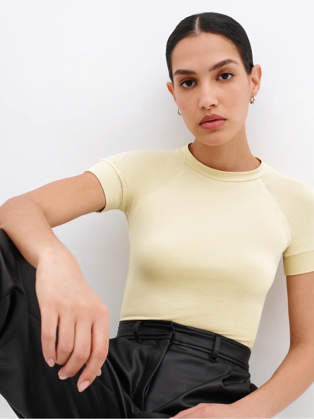 Women’s Light Yellow Short Sleeve Crewneck Tee